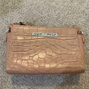 Brighton Tan Crocodile-Embossed Crossbody Bag